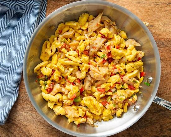 Ackee and salt fish, the national dish of Jamaica, in London, Ontario